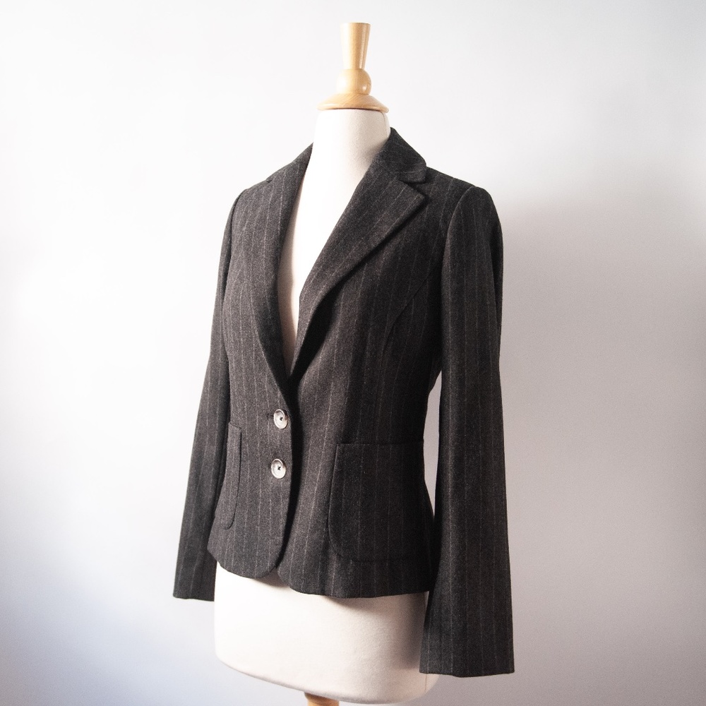 Banana Republic y2k Pinstripe Wool & Cashmere Two Button Blazer Jacket